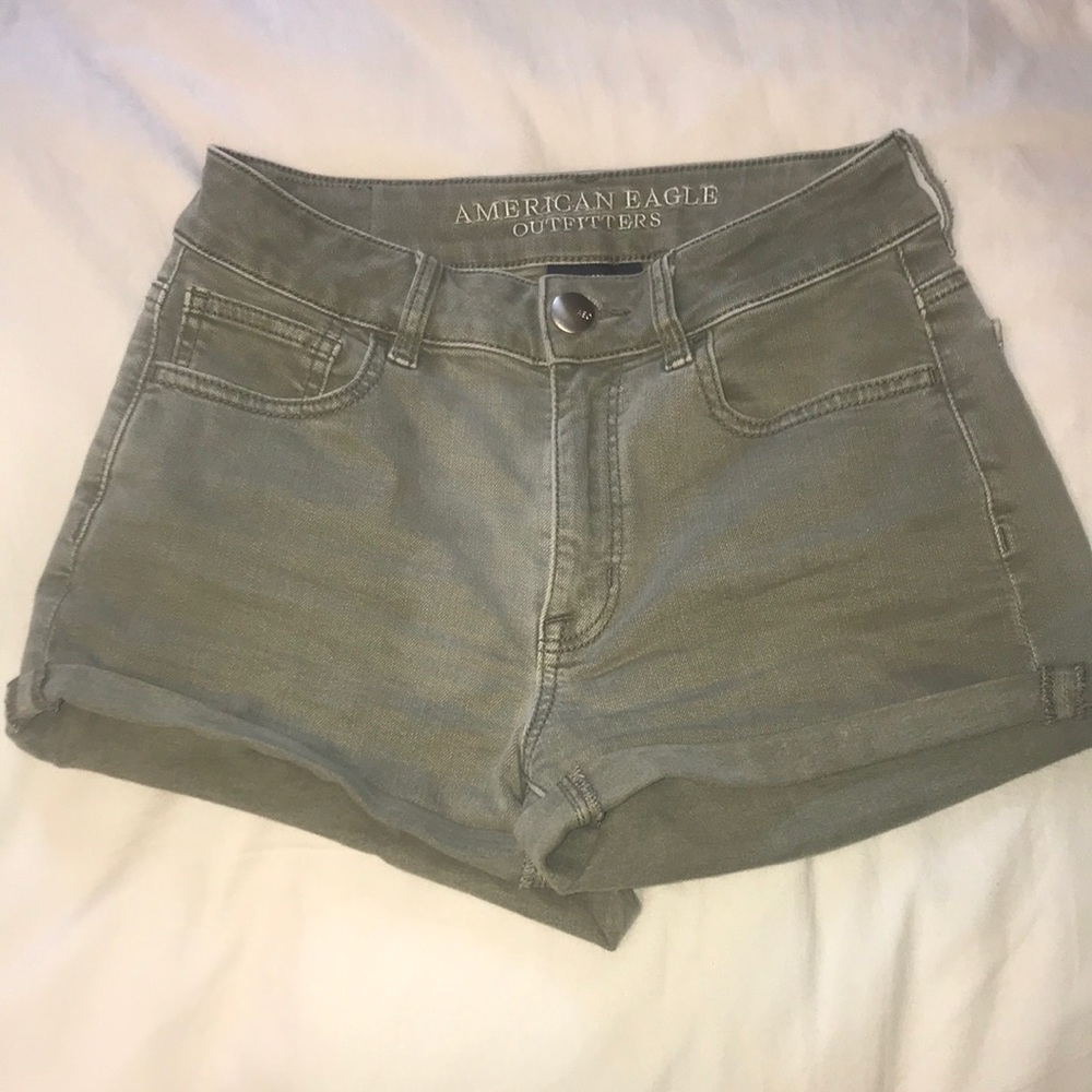 American Eagle Army Green Denim Shorts
